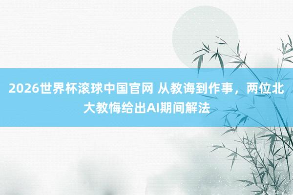 2026世界杯滚球中国官网 从教诲到作事，两位北大教悔给出AI期间解法