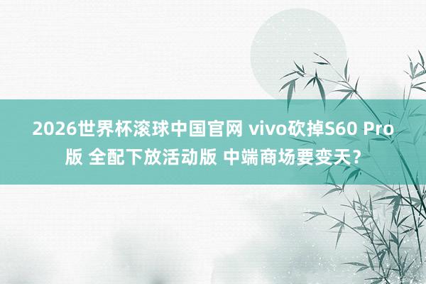 2026世界杯滚球中国官网 vivo砍掉S60 Pro版 全配下放活动版 中端商场要变天？