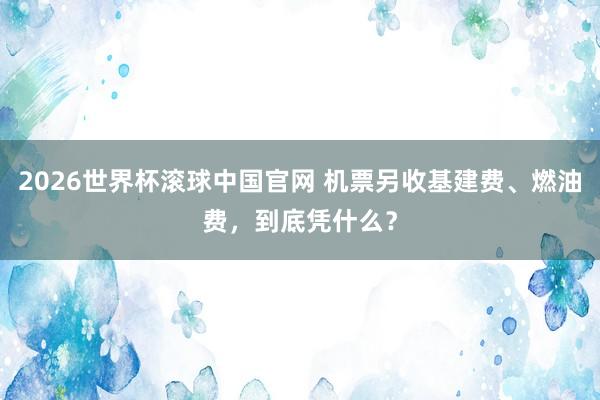2026世界杯滚球中国官网 机票另收基建费、燃油费，到底凭什么？