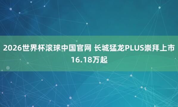 2026世界杯滚球中国官网 长城猛龙PLUS崇拜上市16.18万起