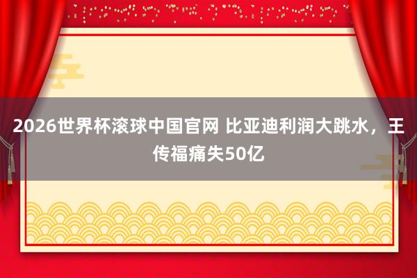2026世界杯滚球中国官网 比亚迪利润大跳水，王传福痛失50亿