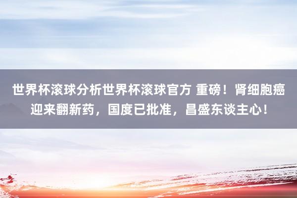 世界杯滚球分析世界杯滚球官方 重磅！肾细胞癌迎来翻新药，国度已批准，昌盛东谈主心！