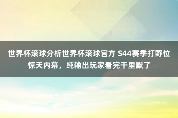 世界杯滚球分析世界杯滚球官方 S44赛季打野位惊天内幕，纯输出玩家看完千里默了