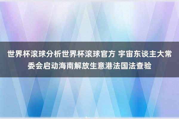 世界杯滚球分析世界杯滚球官方 宇宙东谈主大常委会启动海南解放生意港法国法查验