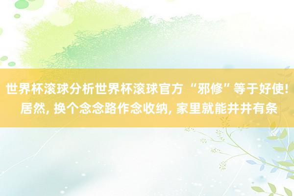 世界杯滚球分析世界杯滚球官方 “邪修”等于好使! 居然， 换个念念路作念收纳， 家里就能井井有条
