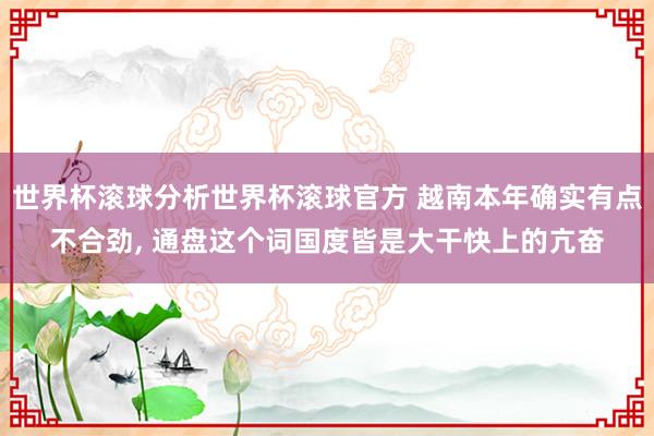 世界杯滚球分析世界杯滚球官方 越南本年确实有点不合劲， 通盘这个词国度皆是大干快上的亢奋